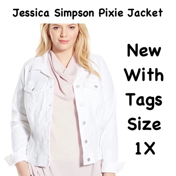 jessica simpson white denim jacket